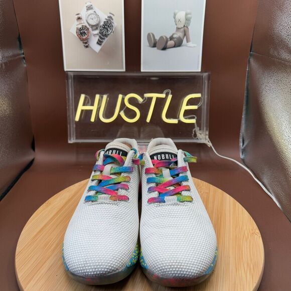 Nobull Outwork Unisex White Neon Glitch M-7 W-8.5 Superfabric Trainer - Picture 6 of 10